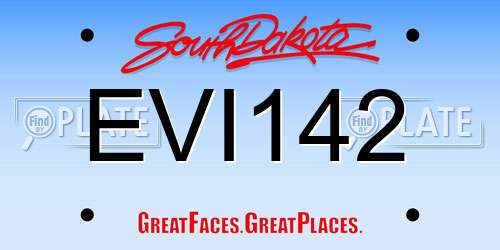 EVI142 South Dakota License Plate