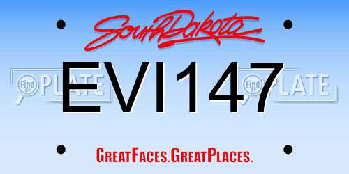 EVI147 South Dakota License Plate