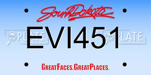 EVI451 South Dakota License Plate