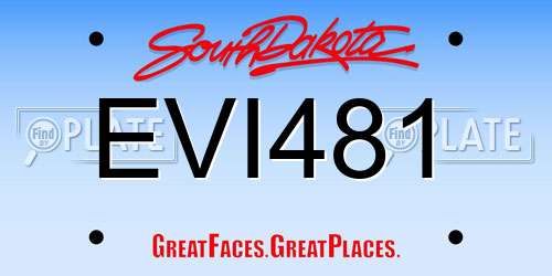 EVI481 South Dakota License Plate