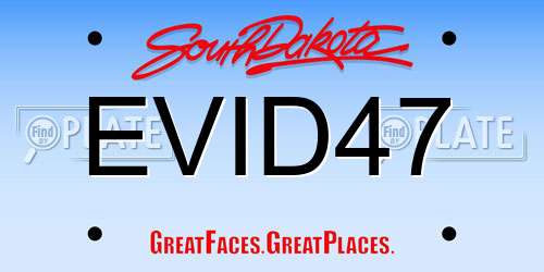EVID47 South Dakota License Plate