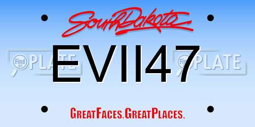 EVII47 South Dakota License Plate
