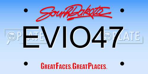 EVIO47 South Dakota License Plate