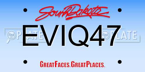 EVIQ47 South Dakota License Plate