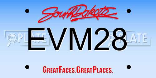 EVM28 South Dakota License Plate