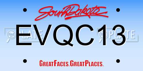 EVQC13 South Dakota License Plate