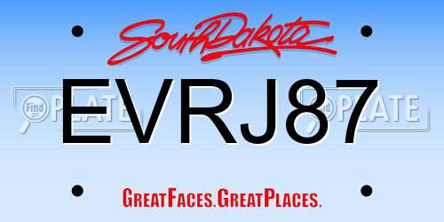 EVRJ87 South Dakota License Plate