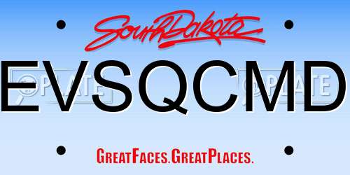 EVSQCMD South Dakota License Plate