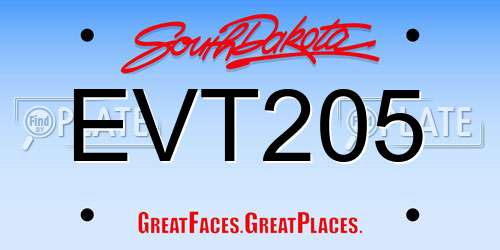 EVT205 South Dakota License Plate