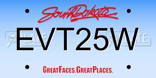 EVT25W South Dakota License Plate