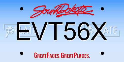 EVT56X South Dakota License Plate