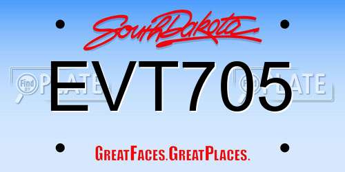 EVT705 South Dakota License Plate