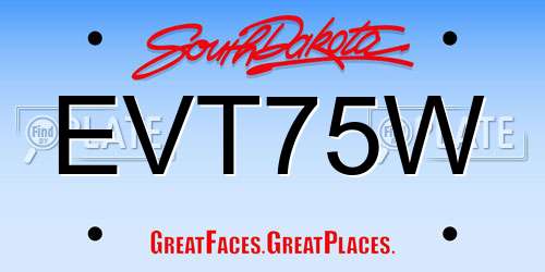 EVT75W South Dakota License Plate