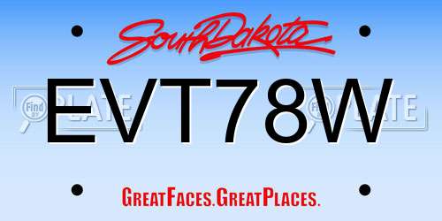 EVT78W South Dakota License Plate
