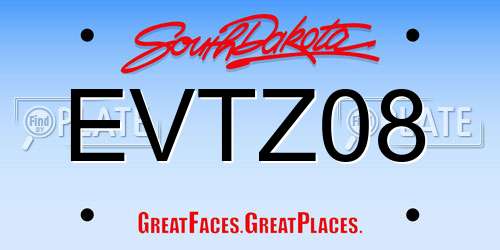 EVTZ08 South Dakota License Plate