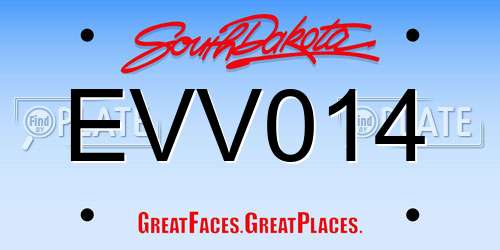EVV014 South Dakota License Plate