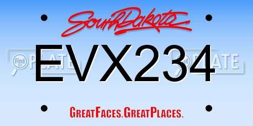 EVX234 South Dakota License Plate
