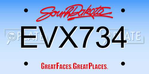 EVX734 South Dakota License Plate