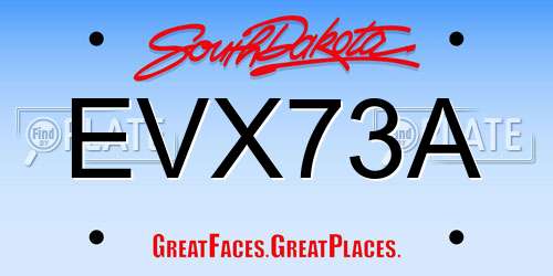 EVX73A South Dakota License Plate