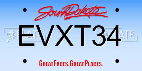 EVXT34 South Dakota License Plate