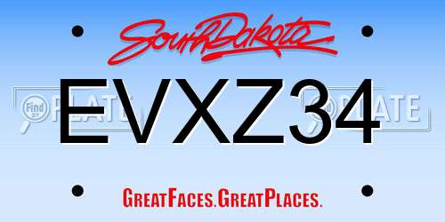 EVXZ34 South Dakota License Plate