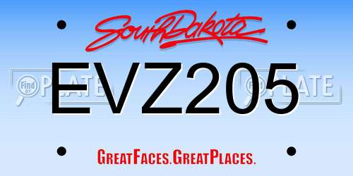 EVZ205 South Dakota License Plate