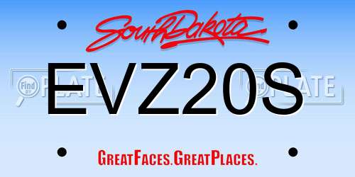 EVZ20S South Dakota License Plate