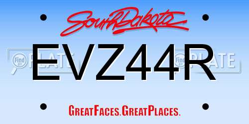 EVZ44R South Dakota License Plate