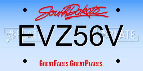 EVZ56V South Dakota License Plate