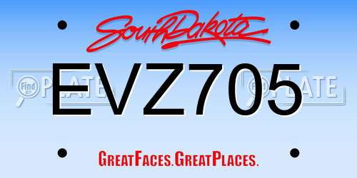 EVZ705 South Dakota License Plate