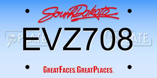 EVZ708 South Dakota License Plate