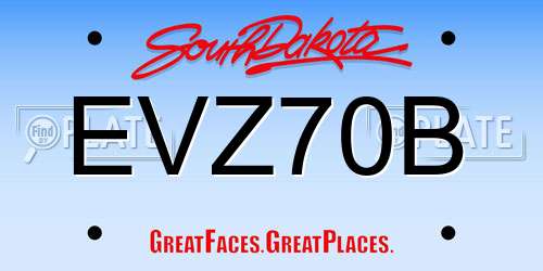 EVZ70B South Dakota License Plate