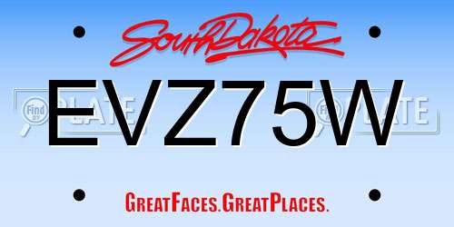 EVZ75W South Dakota License Plate