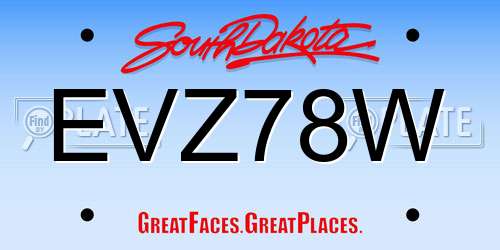 EVZ78W South Dakota License Plate