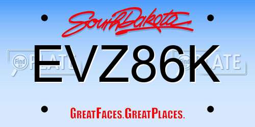 EVZ86K South Dakota License Plate