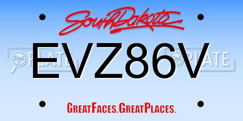 EVZ86V South Dakota License Plate