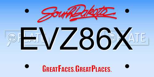 EVZ86X South Dakota License Plate