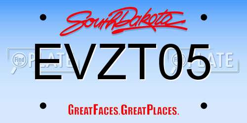 EVZT05 South Dakota License Plate