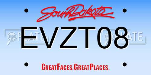 EVZT08 South Dakota License Plate