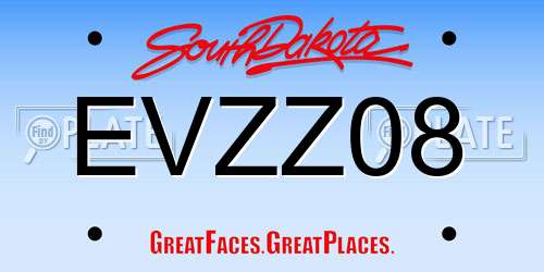 EVZZ08 South Dakota License Plate