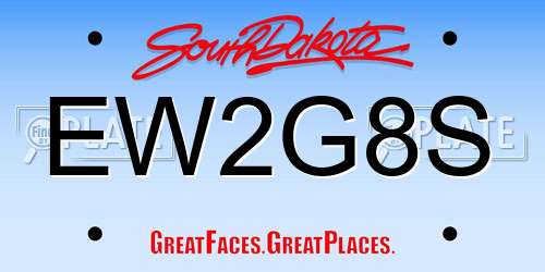 EW2G8S South Dakota License Plate