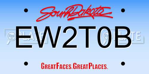 EW2T0B South Dakota License Plate