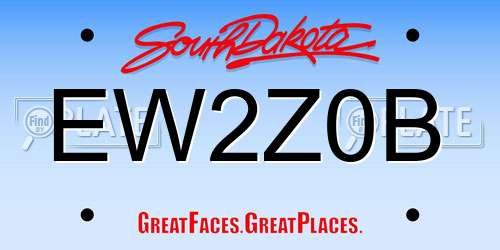 EW2Z0B South Dakota License Plate