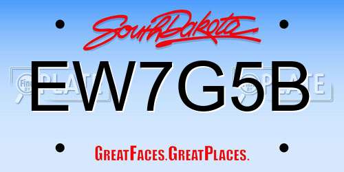 EW7G5B South Dakota License Plate