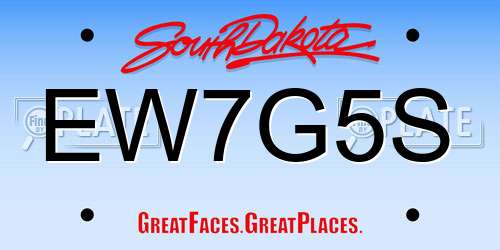EW7G5S South Dakota License Plate
