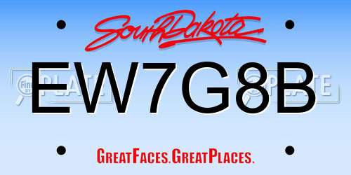 EW7G8B South Dakota License Plate