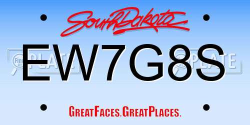 EW7G8S South Dakota License Plate
