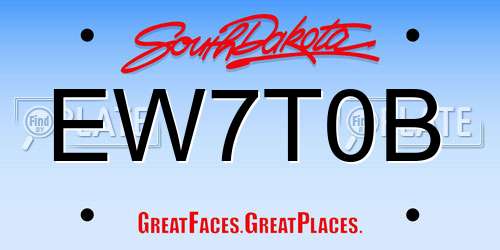 EW7T0B South Dakota License Plate