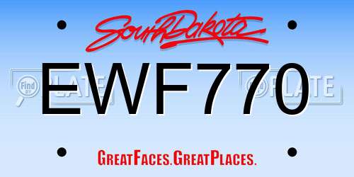 EWF770 South Dakota License Plate