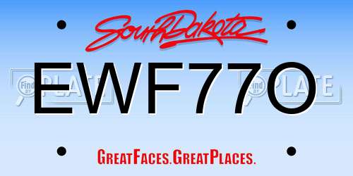 EWF77O South Dakota License Plate